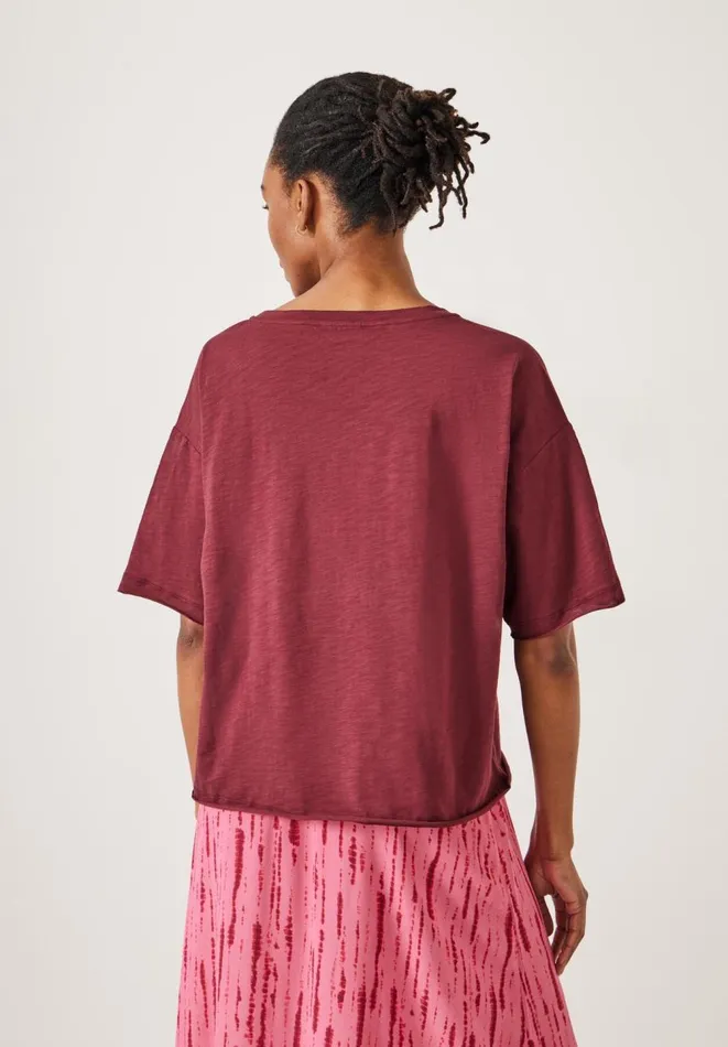 Hush Tops and Tshirts Women Cora Cotton Dropped Shoulder TShirt Rust Hush Tops and Tshirts Women Cora Cotton Dropped Shoulder TShirt Rust