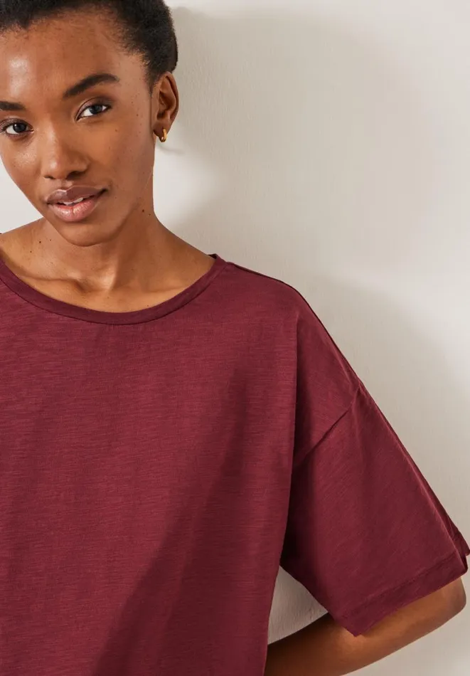 Hush Tops and Tshirts Women Cora Cotton Dropped Shoulder TShirt Rust Hush Tops and Tshirts Women Cora Cotton Dropped Shoulder TShirt Rust