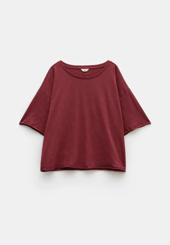 Hush Tops and Tshirts Women Cora Cotton Dropped Shoulder TShirt Rust Hush Tops and Tshirts Women Cora Cotton Dropped Shoulder TShirt Rust