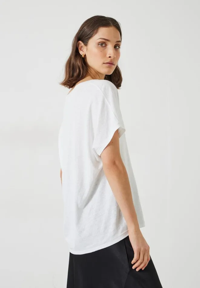 Hush Tops and Tshirts Women Danny Linen VNeck TShirt White Hush Tops and Tshirts Women Danny Linen VNeck TShirt White