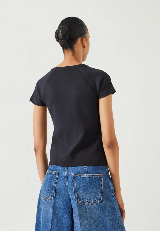 Hush Tops and Tshirts Women Deven Ribbed Fitted TShirt Black Hush Tops and Tshirts Women Deven Ribbed Fitted TShirt Black