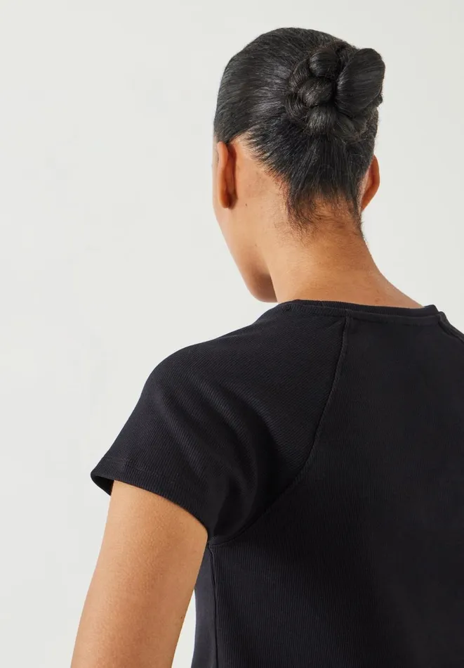 Hush Tops and Tshirts Women Deven Ribbed Fitted TShirt Black Hush Tops and Tshirts Women Deven Ribbed Fitted TShirt Black