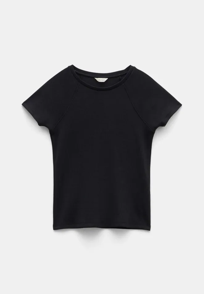 Hush Tops and Tshirts Women Deven Ribbed Fitted TShirt Black Hush Tops and Tshirts Women Deven Ribbed Fitted TShirt Black