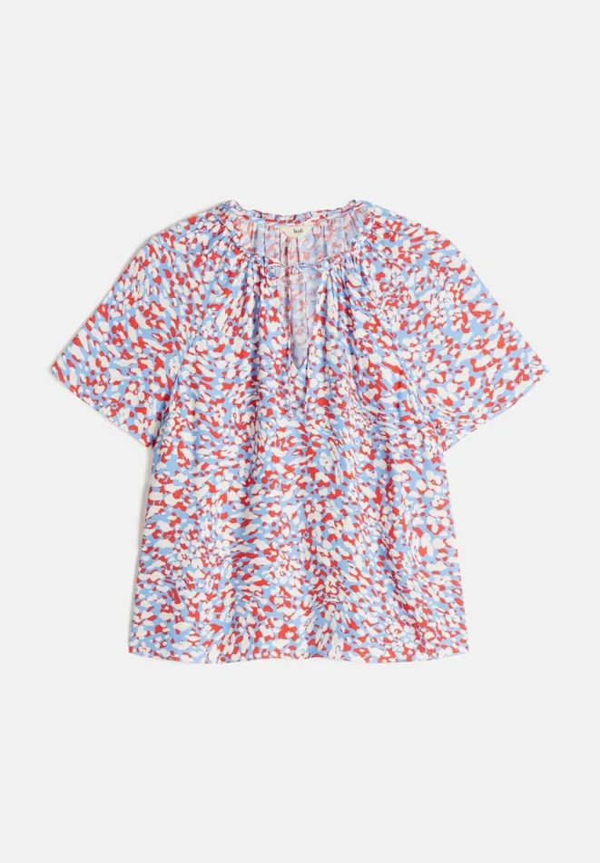 Hush Tops and Tshirts Women Elle Tie Neck Top Animal Mark Floral Bluered