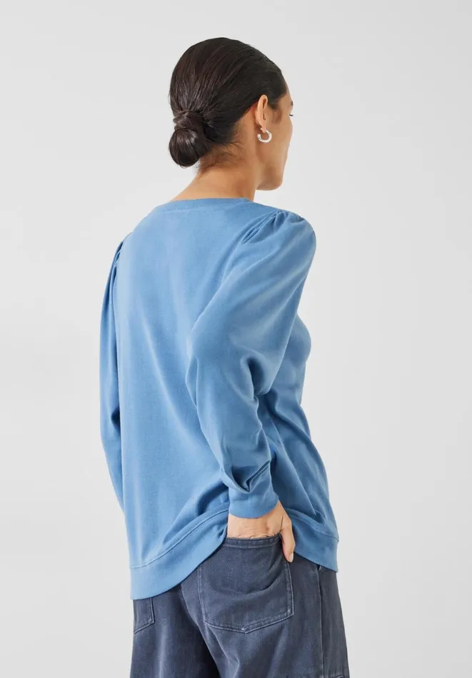 Hush Tops and Tshirts Women Emily Puff Sleeve Jersey Top Dusty Blue Hush Tops and Tshirts Women Emily Puff Sleeve Jersey Top Dusty Blue