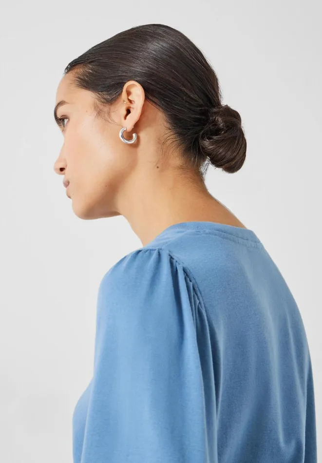 Hush Tops and Tshirts Women Emily Puff Sleeve Jersey Top Dusty Blue Hush Tops and Tshirts Women Emily Puff Sleeve Jersey Top Dusty Blue