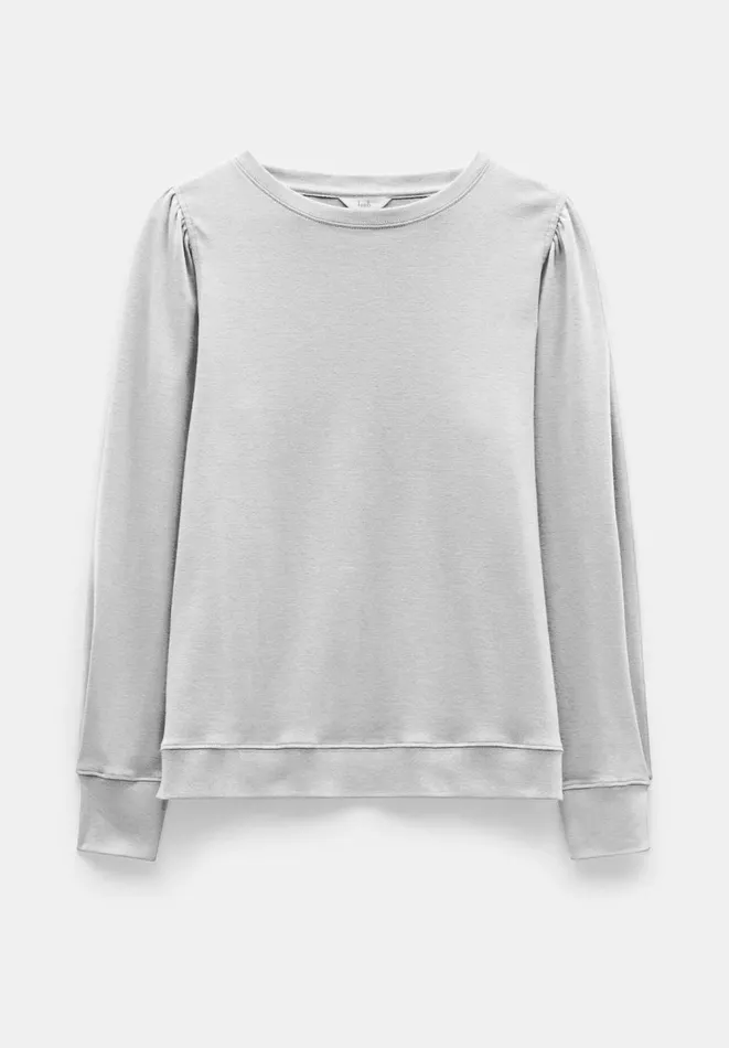 Hush Tops and Tshirts Women Emily Puff Sleeve Jersey Top Grey Marl