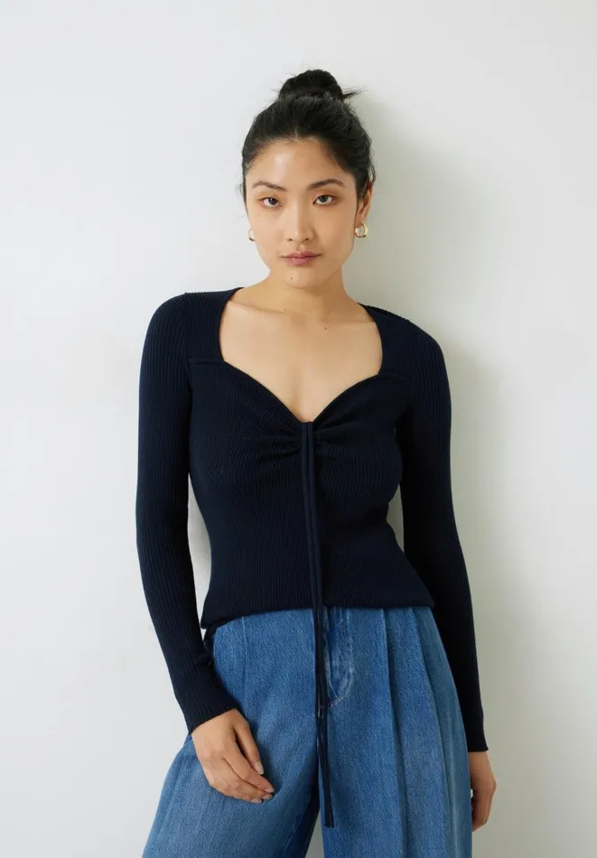 Hush Tops and Tshirts Women Engineered Rib Knitted Top Black Hush Tops and Tshirts Women Engineered Rib Knitted Top Black