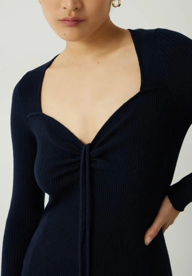 Hush Tops and Tshirts Women Engineered Rib Knitted Top Black Hush Tops and Tshirts Women Engineered Rib Knitted Top Black