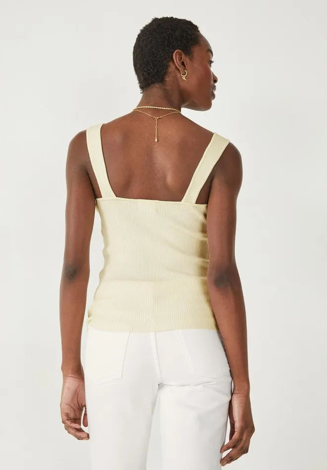 Hush Tops and Tshirts Women Engineered Rib Knitted Vest Ecru Hush Tops and Tshirts Women Engineered Rib Knitted Vest Ecru