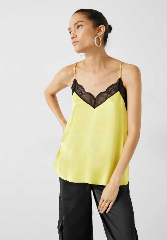Hush Tops and Tshirts Women Estella Satin Lace Cami Yellow