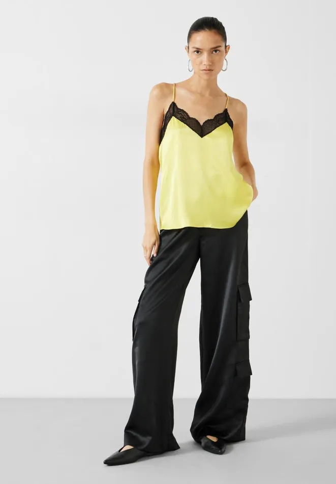Hush Tops and Tshirts Women Estella Satin Lace Cami Yellow
