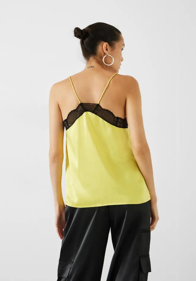 Hush Tops and Tshirts Women Estella Satin Lace Cami Yellow