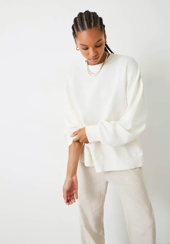 Hush Tops and Tshirts Women Grainne Open Back Sweatshirt Ecru Hush Tops and Tshirts Women Grainne Open Back Sweatshirt Ecru