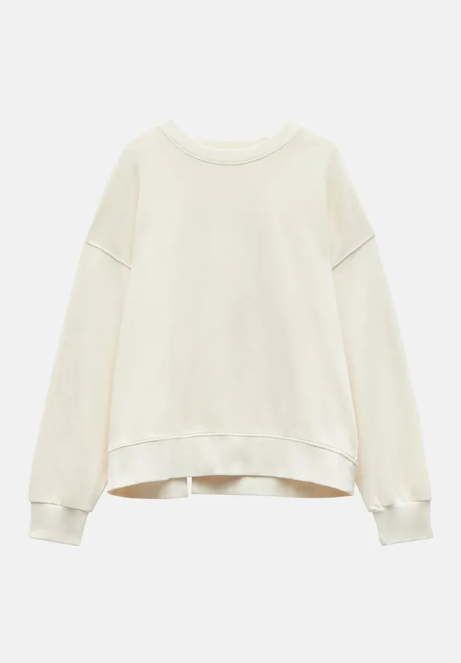 Hush Tops and Tshirts Women Grainne Open Back Sweatshirt Ecru Hush Tops and Tshirts Women Grainne Open Back Sweatshirt Ecru