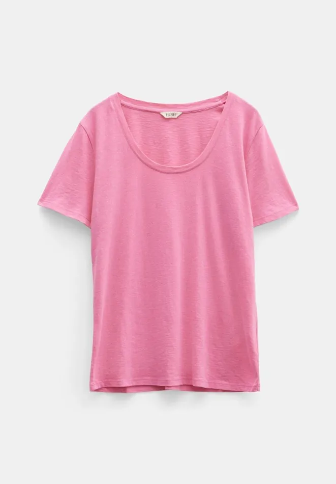 Hush Tops and Tshirts Women Hari Scoop Neck Cotton Slub TShirt Strawberry Pink Hush Tops and Tshirts Women Hari Scoop Neck Cotton Slub TShirt Strawberry Pink