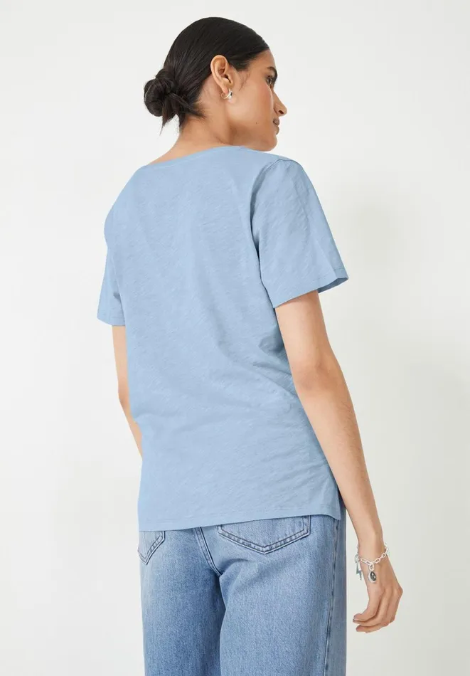 Hush Tops and Tshirts Women Kali Cotton Slub VNeck TShirt Soft Blue Hush Tops and Tshirts Women Kali Cotton Slub VNeck TShirt Soft Blue