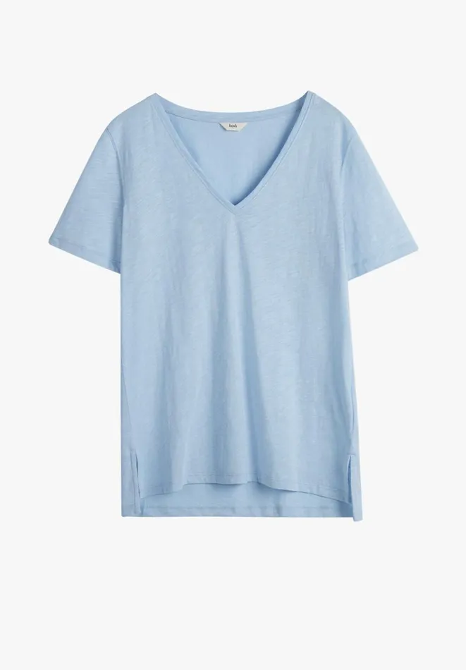 Hush Tops and Tshirts Women Kali Cotton Slub VNeck TShirt Soft Blue Hush Tops and Tshirts Women Kali Cotton Slub VNeck TShirt Soft Blue