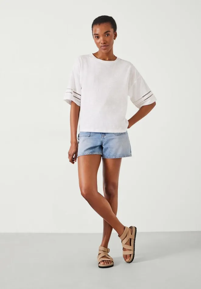 Hush Tops and Tshirts Women Lucie Lace Detail TShirt White