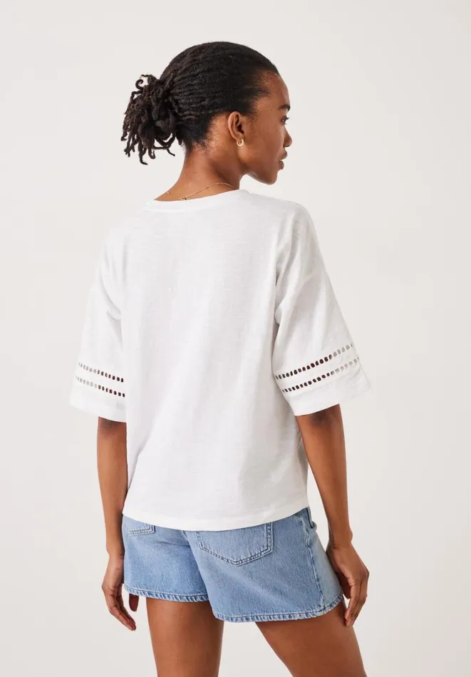 Hush Tops and Tshirts Women Lucie Lace Detail TShirt White