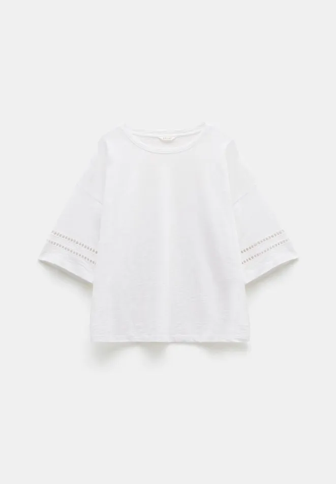 Hush Tops and Tshirts Women Lucie Lace Detail TShirt White