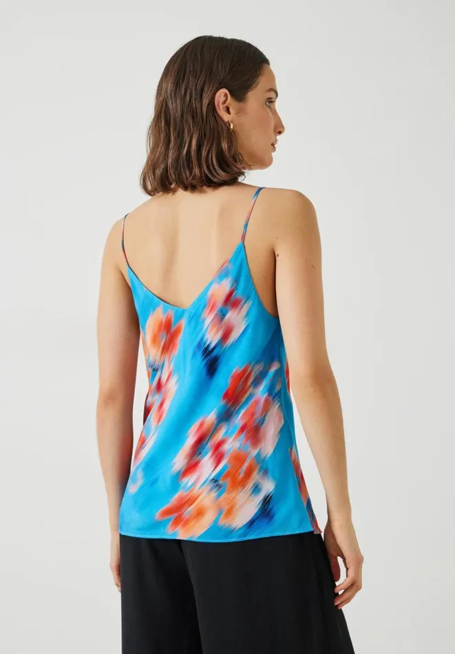 Hush Tops and Tshirts Women Scarlett Vneck Cami Blurred Floral Blue