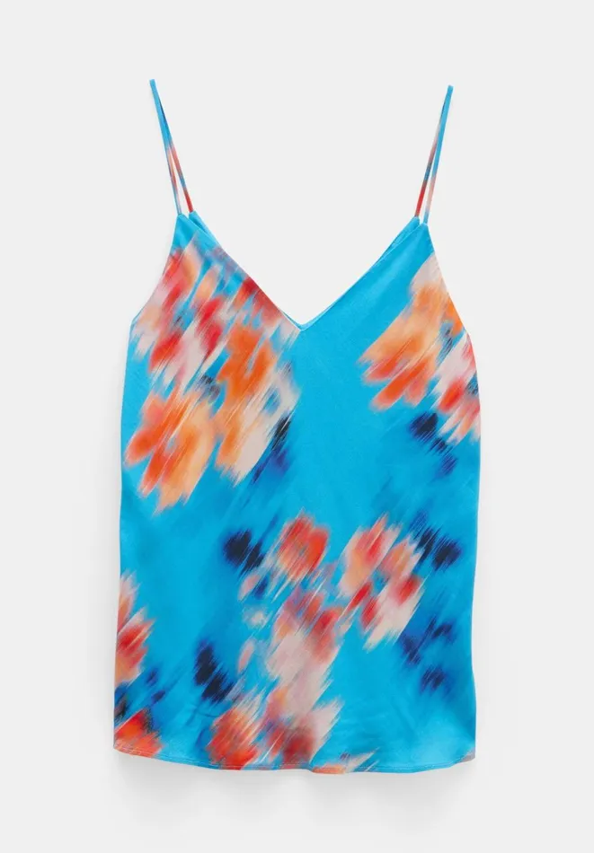 Hush Tops and Tshirts Women Scarlett Vneck Cami Blurred Floral Blue