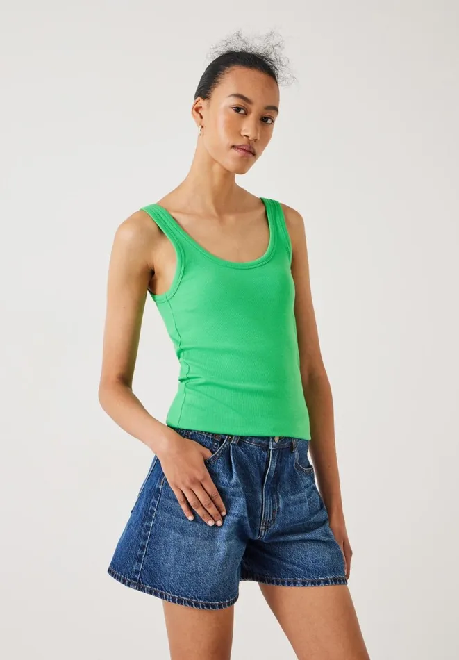 Hush Tops and Tshirts Women Seth Low Scoop Ribbed Vest Bright Green
