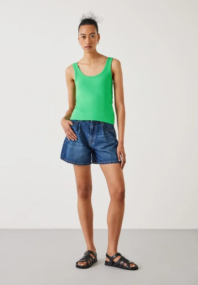 Hush Tops and Tshirts Women Seth Low Scoop Ribbed Vest Bright Green Hush Tops and Tshirts Women Seth Low Scoop Ribbed Vest Bright Green