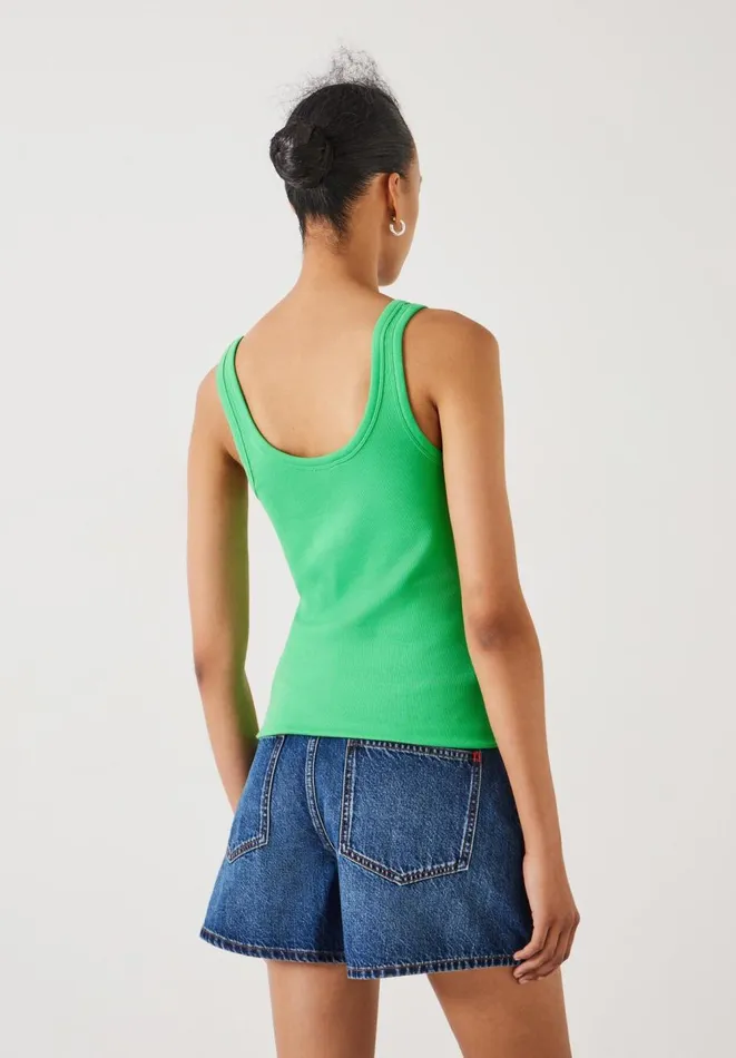 Hush Tops and Tshirts Women Seth Low Scoop Ribbed Vest Bright Green Hush Tops and Tshirts Women Seth Low Scoop Ribbed Vest Bright Green
