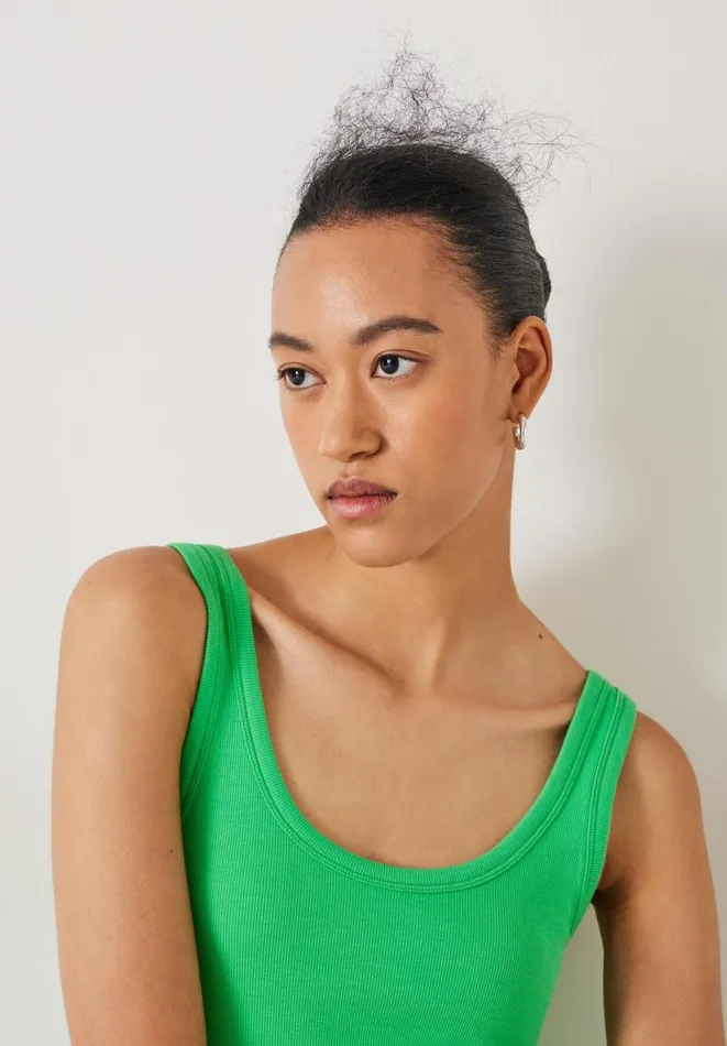 Hush Tops and Tshirts Women Seth Low Scoop Ribbed Vest Bright Green Hush Tops and Tshirts Women Seth Low Scoop Ribbed Vest Bright Green