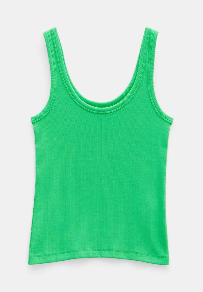Hush Tops and Tshirts Women Seth Low Scoop Ribbed Vest Bright Green Hush Tops and Tshirts Women Seth Low Scoop Ribbed Vest Bright Green