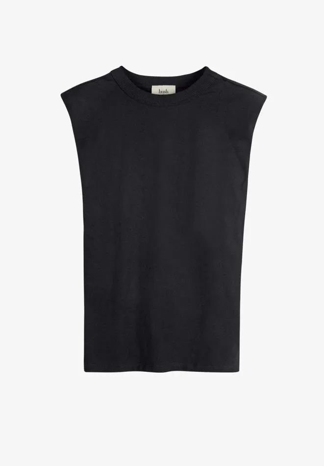 Hush Tops and Tshirts Women Shoulder Pad Vest Top Black