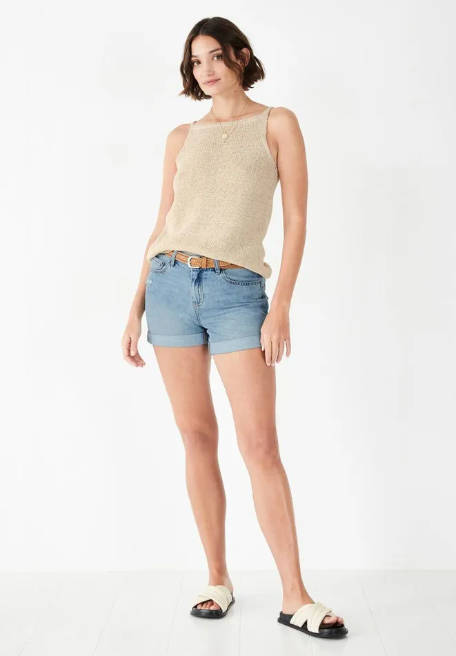 Hush Tops and Tshirts Women Thara Knitted Tape Vest Top Natural
