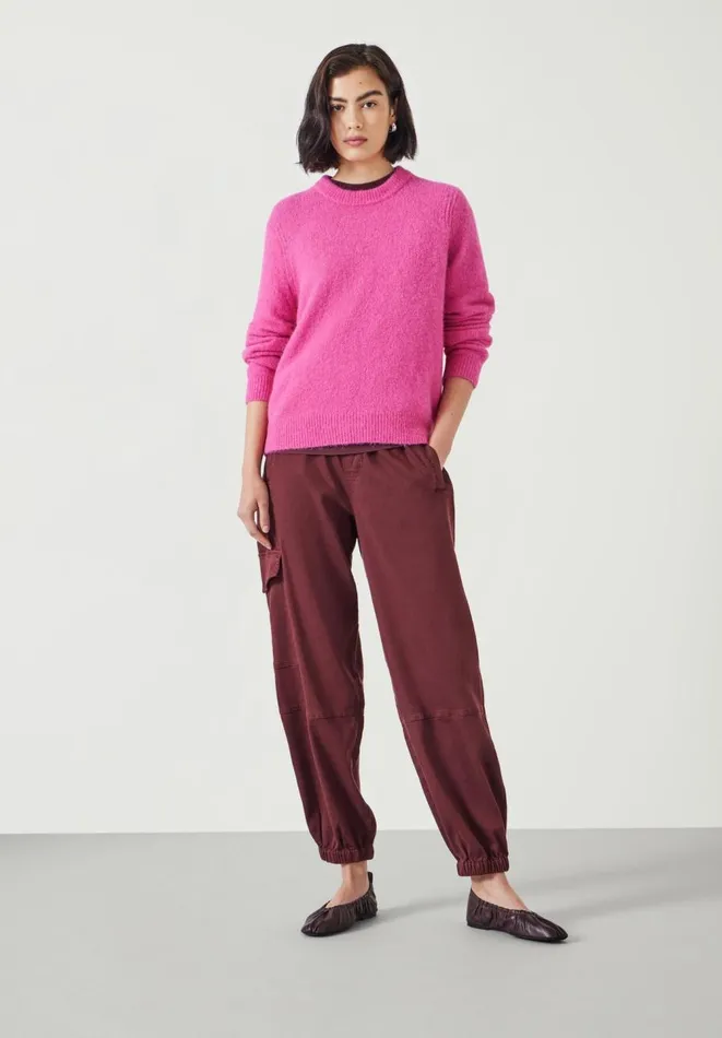 Hush Trousers Women Ava Washed Cargo Trousers Burgundy