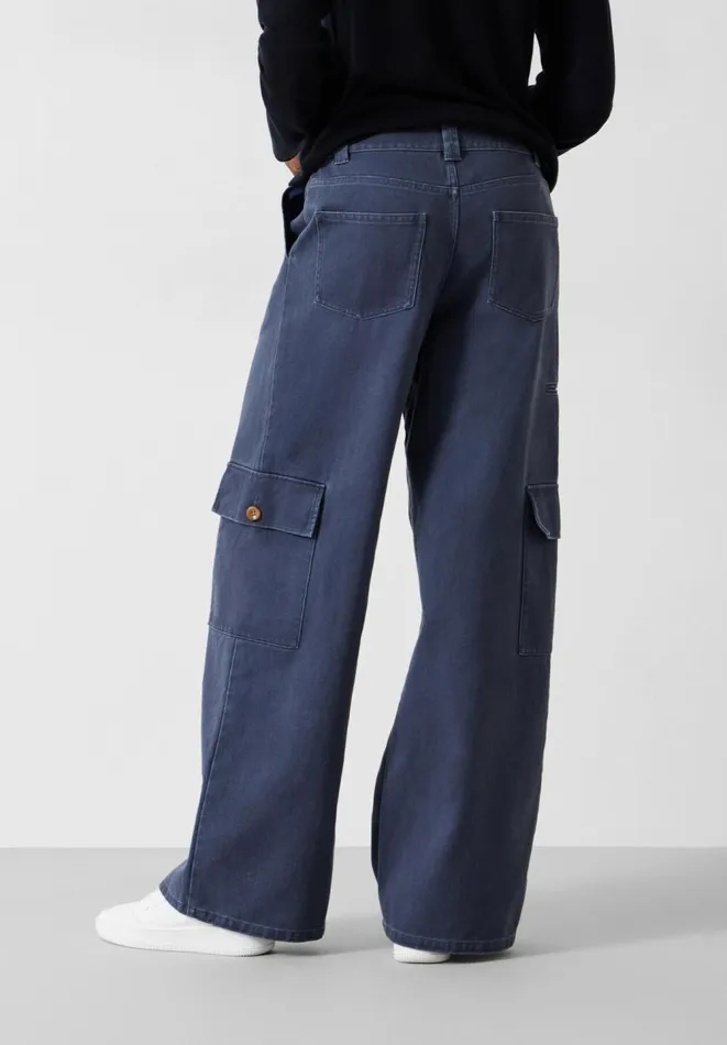 Hush Trousers Women Jess Wide Leg Cargo Trousers Blue Grey