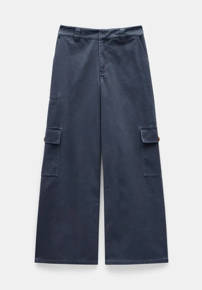Hush Trousers Women Jess Wide Leg Cargo Trousers Blue Grey