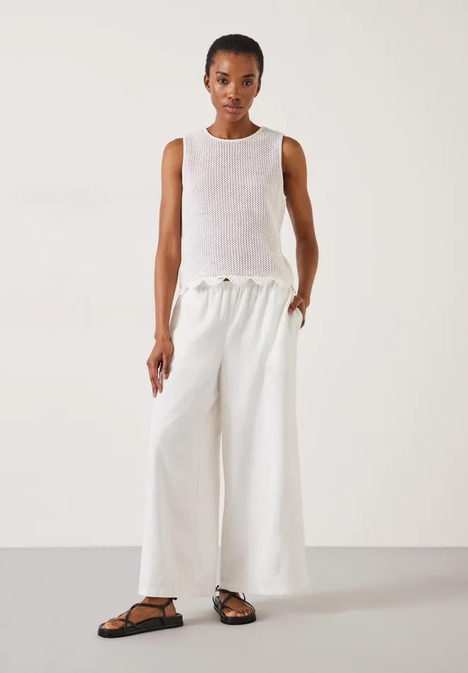 Hush Trousers Women Melissa Linen Wide Leg Trousers White