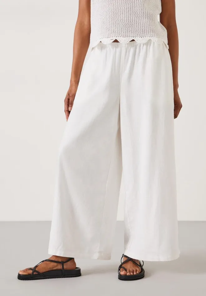 Hush Trousers Women Melissa Linen Wide Leg Trousers White