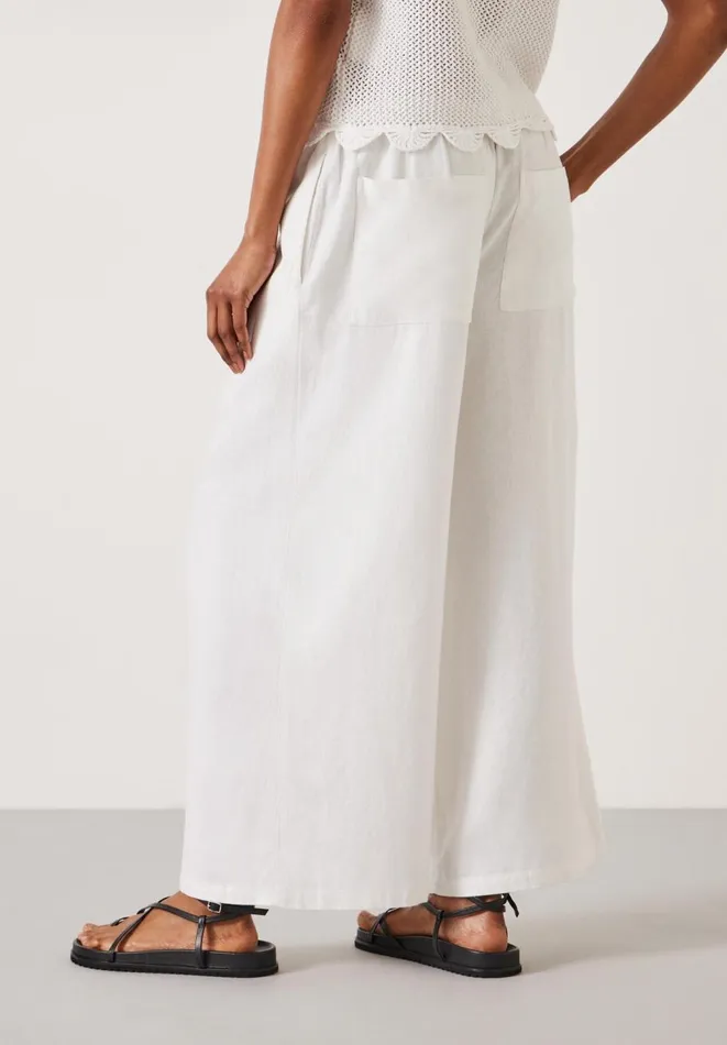 Hush Trousers Women Melissa Linen Wide Leg Trousers White