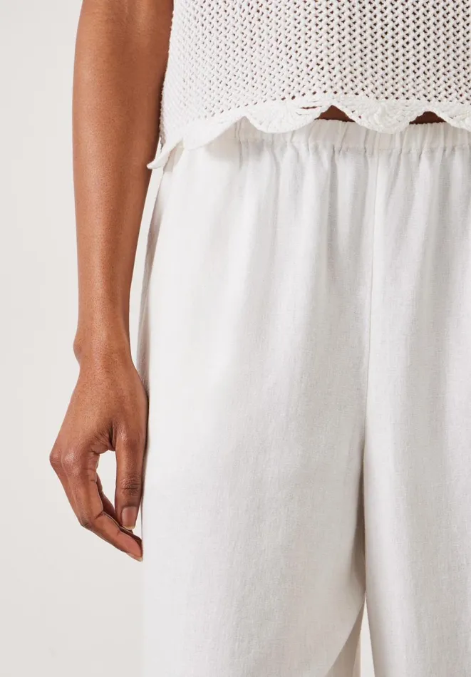 Hush Trousers Women Melissa Linen Wide Leg Trousers White