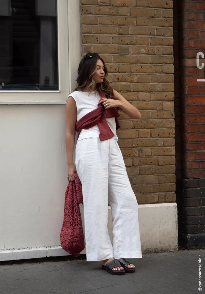 Hush Trousers Women Melissa Linen Wide Leg Trousers White