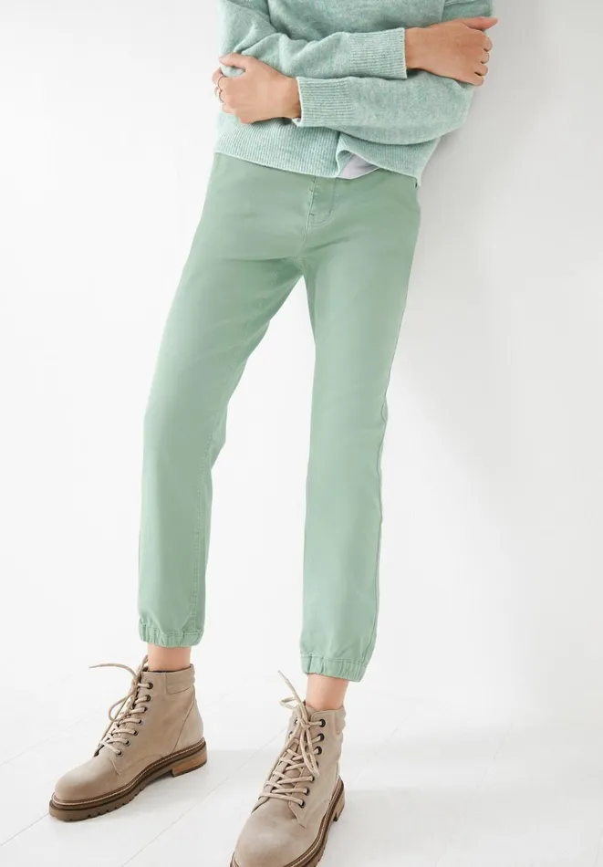 Hush Trousers Women StretchCotton Cuffed Chinos Grey Green Hush Trousers Women StretchCotton Cuffed Chinos Grey Green