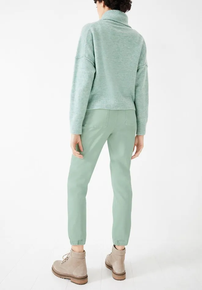 Hush Trousers Women StretchCotton Cuffed Chinos Grey Green Hush Trousers Women StretchCotton Cuffed Chinos Grey Green