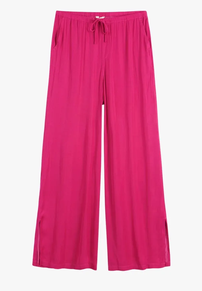 Hush Trousers Women Wide Leg Satin Trousers Bright Pink Hush Trousers Women Wide Leg Satin Trousers Bright Pink