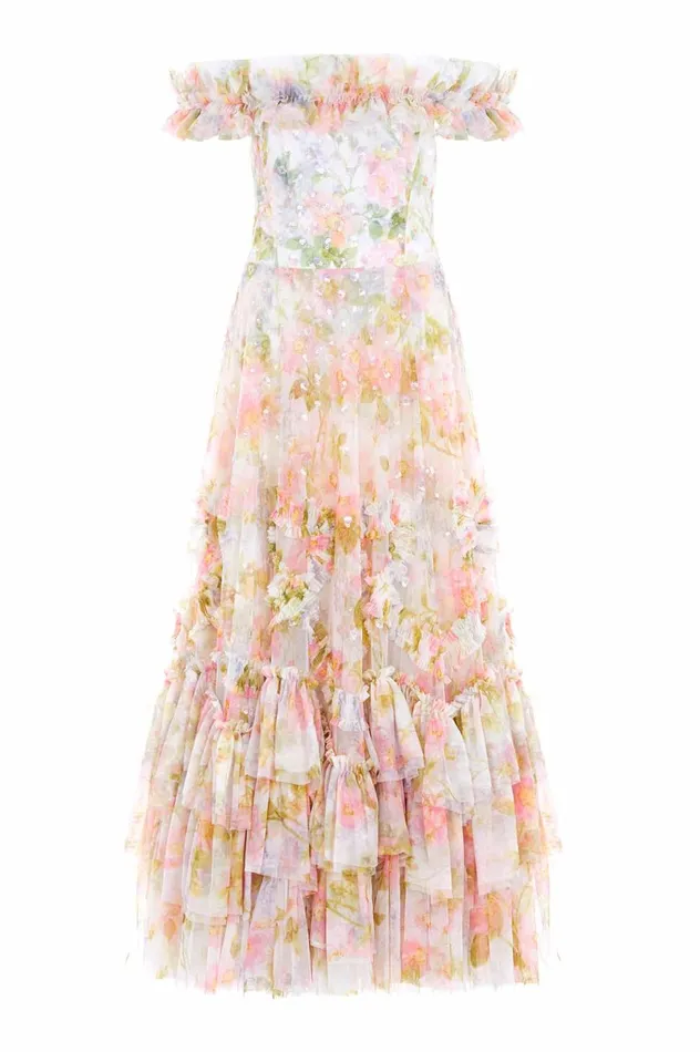 Immortal Rose OffShoulder Ankle Gown Multi Women Needle and Thread Dresses