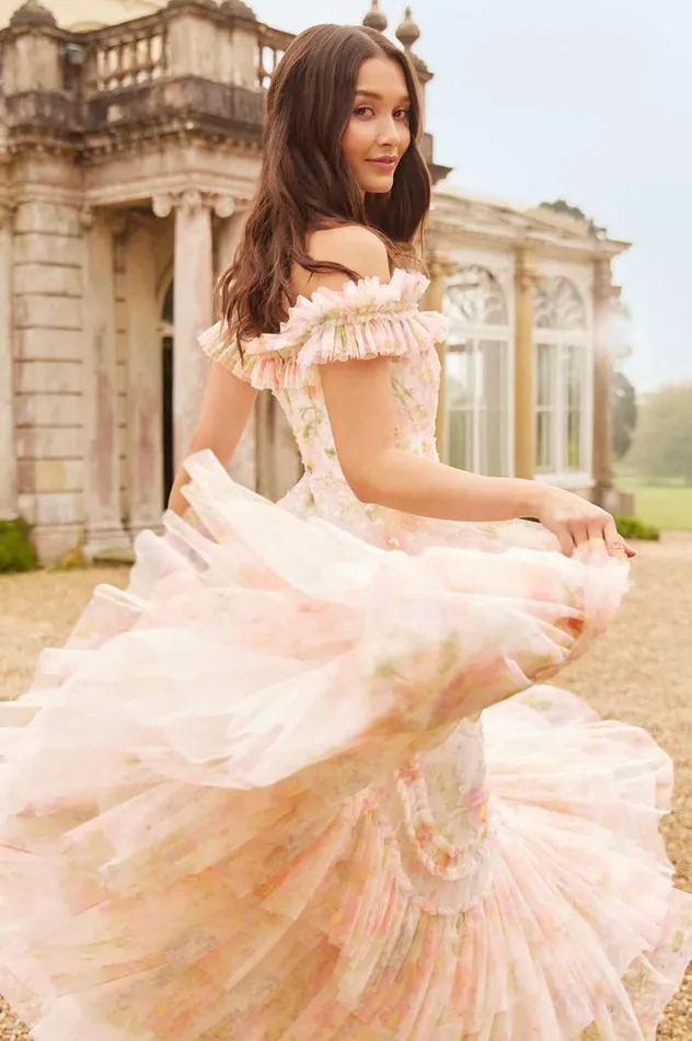 Immortal Rose OffShoulder Ankle Gown Multi Women Needle and Thread Dresses