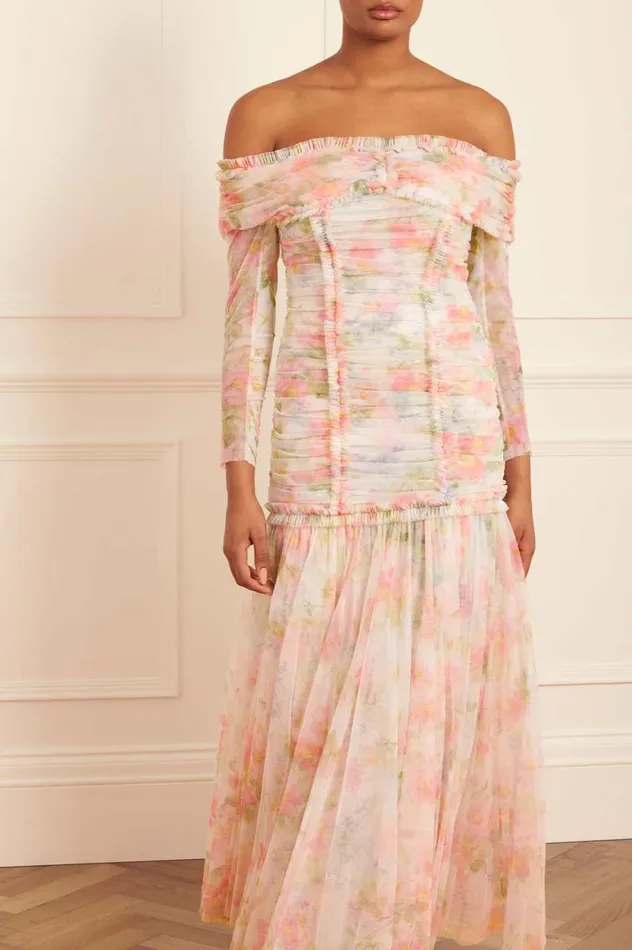 Immortal Rose Rouched OffShoulder Gown Multi Women Needle and Thread Dresses