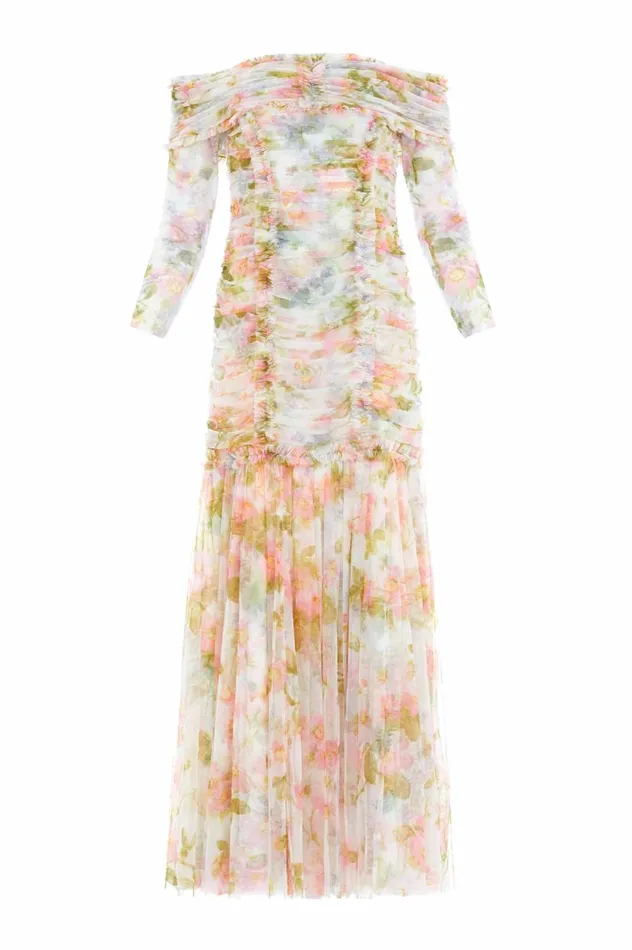 Immortal Rose Rouched OffShoulder Gown Multi Women Needle and Thread Dresses