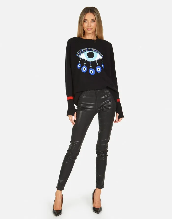 Inez Chain Evil Eye Black Tomato Women039s Lauren Moshi Sweaters and Knits